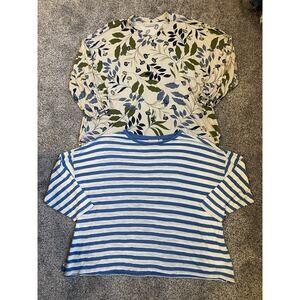 Belle Kim Gravel Women’s Plus Size 4X Blouse Lot 3/4 Sleeve Striped Floral